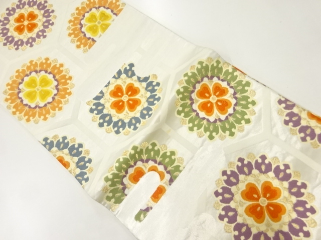 アンティーク　華紋亀甲模様織り出し袋帯(材料)